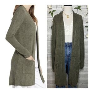 BAREFOOT DREAMS CozyChic Lite Long Cardigan Olive